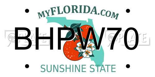 BHPW70 Florida License Plate