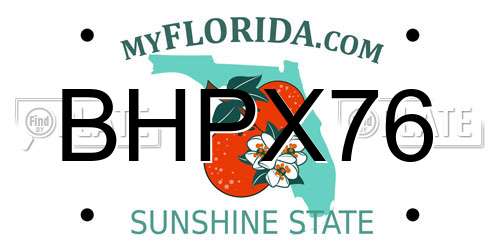 BHPX76 Florida License Plate