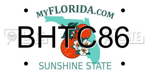 BHTC86 Florida License Plate