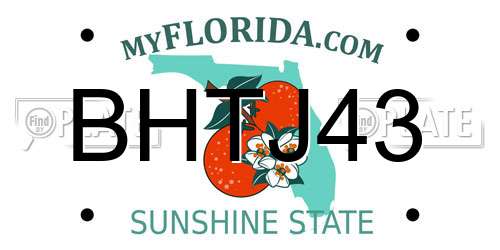 BHTJ43 Florida License Plate