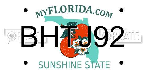 BHTJ92 Florida License Plate