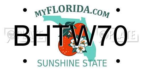 BHTW70 Florida License Plate