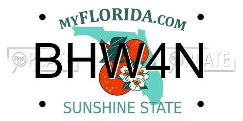 BHW4N Florida License Plate