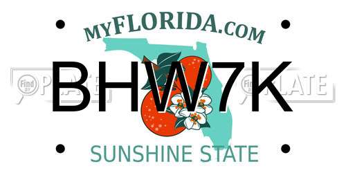 BHW7K Florida License Plate