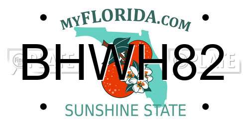 BHWH82 Florida License Plate