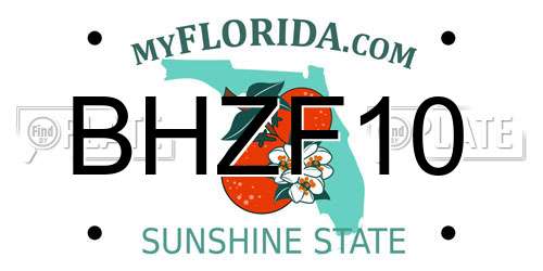 BHZF10 Florida License Plate