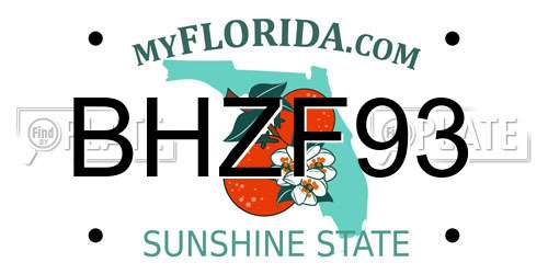 BHZF93 Florida License Plate
