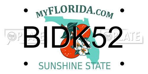 BIDK52 Florida License Plate