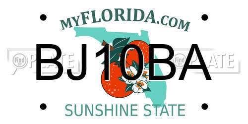 BJ10BA Florida License Plate