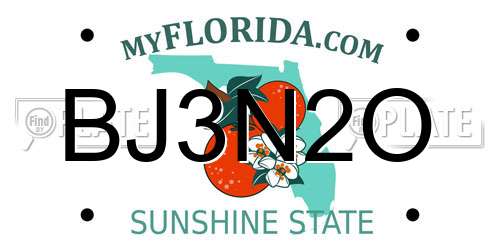 BJ3N2O Florida License Plate