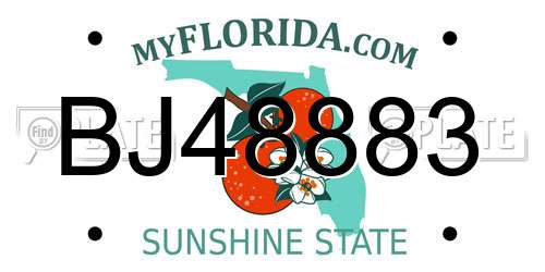 BJ48883 Florida License Plate
