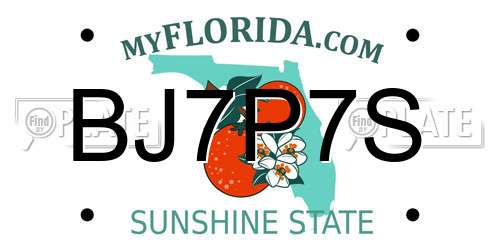 BJ7P7S Florida License Plate