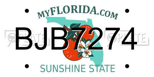 BJB7274 Florida License Plate