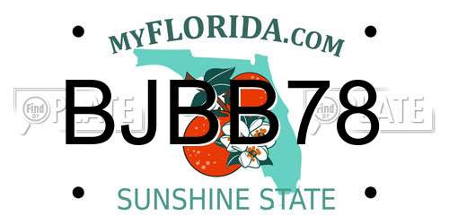 BJBB78 Florida License Plate