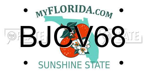 BJCV68 Florida License Plate
