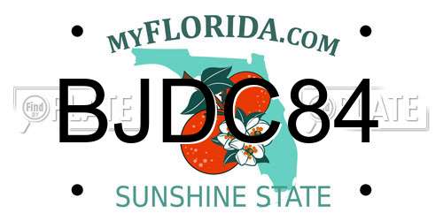 BJDC84 Florida License Plate