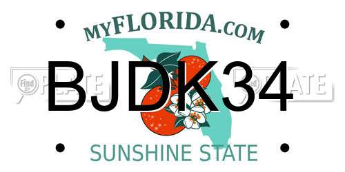 BJDK34 Florida License Plate