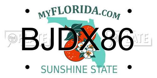 BJDX86 Florida License Plate