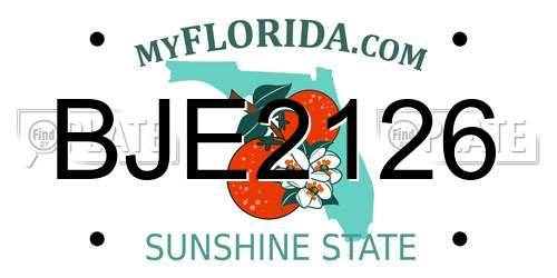 BJE2126 Florida License Plate