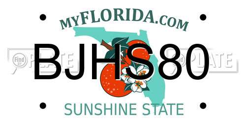 BJHS80 Florida License Plate
