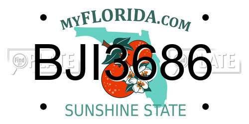 BJI3686 Florida License Plate