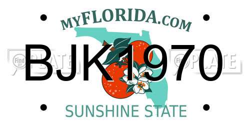 BJK1970 Florida License Plate
