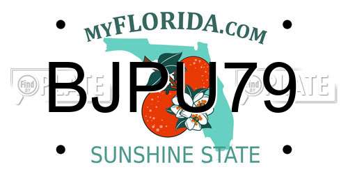 BJPU79 Florida License Plate