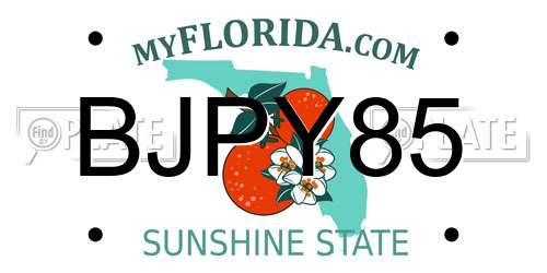 BJPY85 Florida License Plate