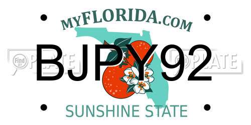 BJPY92 Florida License Plate