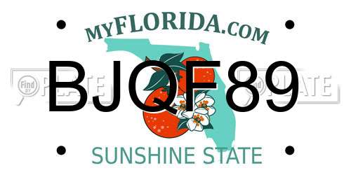 BJQF89 Florida License Plate