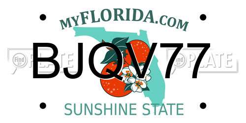 BJQV77 Florida License Plate