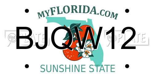 BJQW12 Florida License Plate