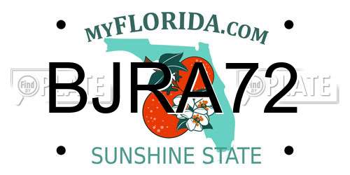 BJRA72 Florida License Plate
