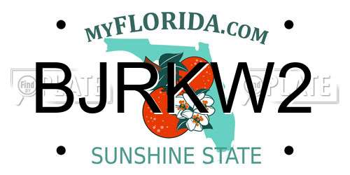 BJRKW2 Florida License Plate