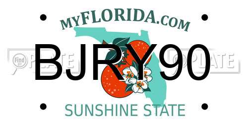 BJRY90 Florida License Plate