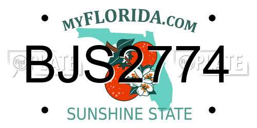 BJS2774 Florida License Plate