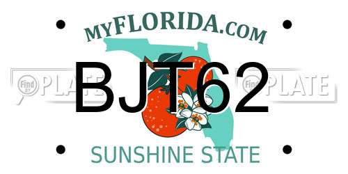 BJT62 Florida License Plate
