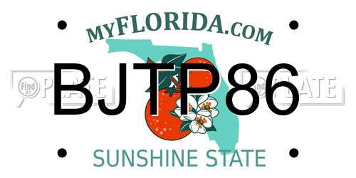 BJTP86 Florida License Plate