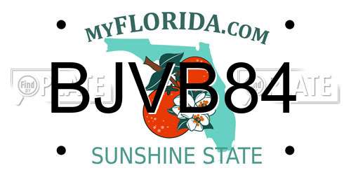 BJVB84 Florida License Plate