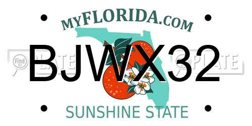 BJWX32 Florida License Plate
