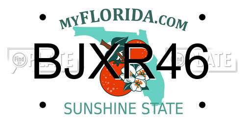 BJXR46 Florida License Plate