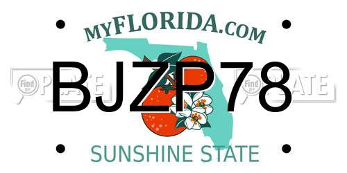BJZP78 Florida License Plate