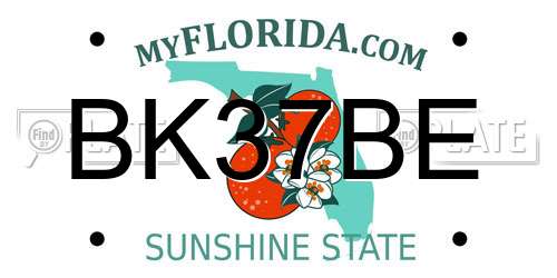 BK37BE Florida License Plate