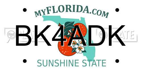 BK4ADK Florida License Plate