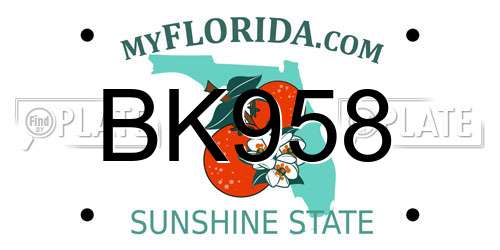 BK958 Florida License Plate