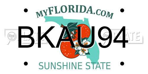BKAU94 Florida License Plate