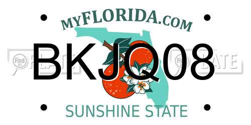 BKJQ08 Florida License Plate