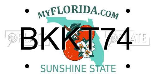 BKKT74 Florida License Plate