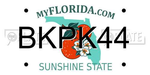 BKPK44 Florida License Plate