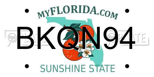 BKQN94 Florida License Plate